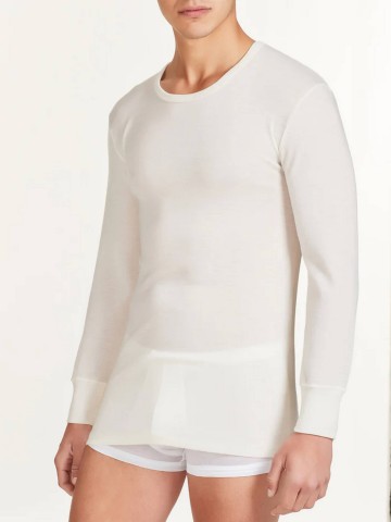 MAGLIA 100% MERINO MANICA LUNGA GIROCOLLO RAGNO 060039 BIANCO LANA
