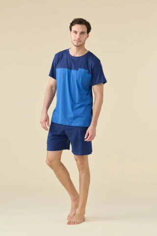 PIGIAMA UOMO COTONE MEZZA MANICA FC003279 LIMOK BLUE