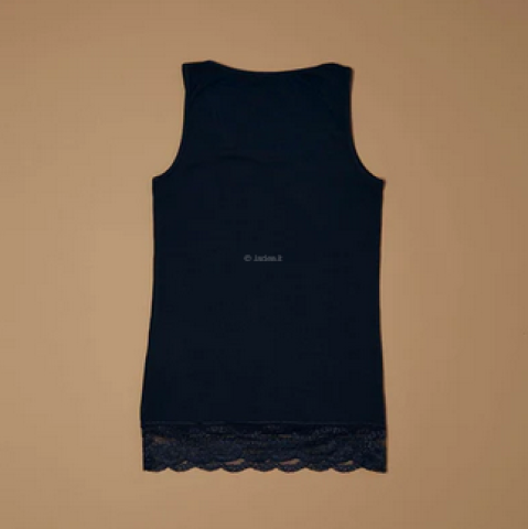 CANOTTA CON PIZZO IN COTONE MODAL SPALLA LARGA JADEA 4328 BLU
