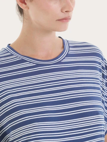 Maglietta girocollo a righe alternate in Viscosa Summer DT13TJ RAGNO FANT. OCEANA