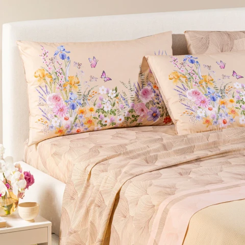 COMPLETO LENZUOLA IN COTONE YASMINE MATRIMONIALE CALEFFI NATURALE