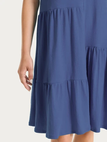 Vestito corto con balze asimmetriche in Slub Jersey di Cotone DS31D7 OCEANA