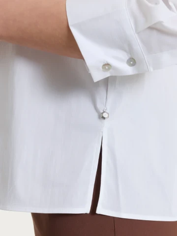 Camicia con manica 3/4 in Poplin di cotone DS52SW BIANCO