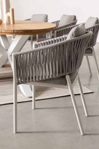 FLORENCIA SEDIA CON BRACCIOLI E CUSCINI WG20 BIANCO BIZZOTTO