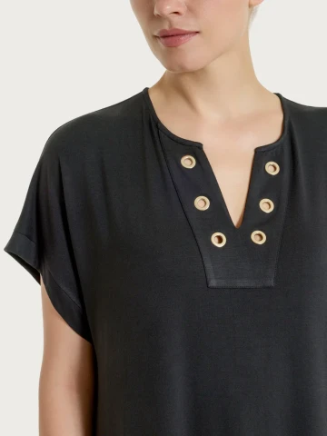 Abito con occhielli in Viscosa Summer DT02DX NERO