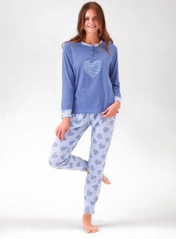 PIGIAMA DONNA COTONE Manica Lunga serafino CRC654016 infiore JEANS