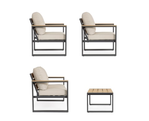 SET 4 SALOTTO CON CUSCINO LEANDRO ANTRACITE -BEIGE 0663881 BIZZOTTO