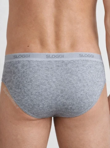 BASIC SLIP MINI PACCO DOPPIO SLOGGI 10020414 UOMO GRIGIO