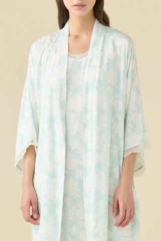 VESTAGLIA DONNA KIMONO MANICA LUNGA GE003110 GREEN