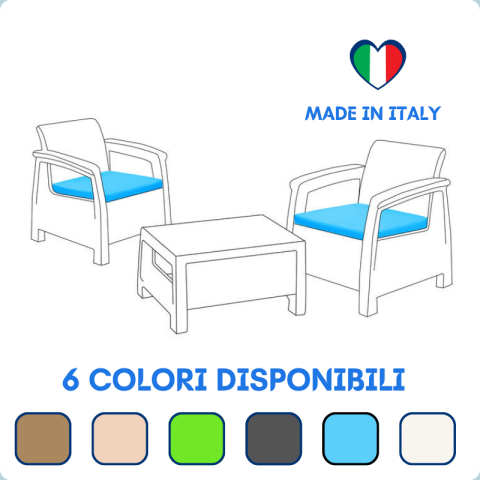 SET 2 CUSCINI PER DIVANETTO MADE IN ITALY TORTORA