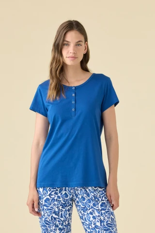 PIGIAMA DONNA COTONE MEZZA MANICA FA009515 LIMOK BLUE