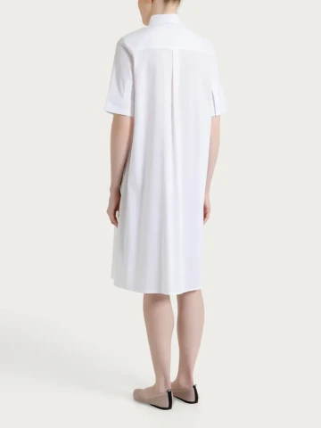 Abito con collo a camicia in Poplin di Cotone DS52DI BIANCO