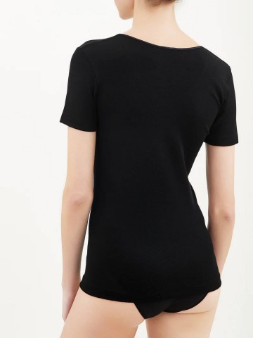 MAGLIA MERINOSETA MEZZA MANICA GIROCOLLO RAGNO 074027 NERO