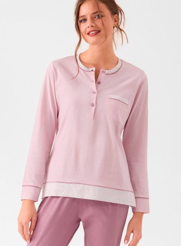 PIGIAMA DONNA COTONE Manica lunga SERAFino TBL654287 infiore MALVA