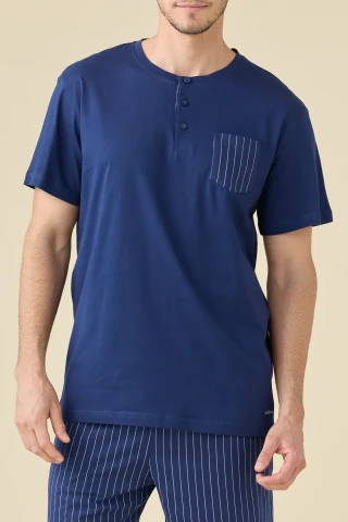 PIGIAMA 3 PEZZI UOMO COTONE LE001280 MEDIEVAL BLUE