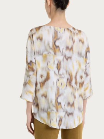 Blusa con manica 3/4 e fantasia in EcoSeta DS86SX RAGNO FANT. KHAKI