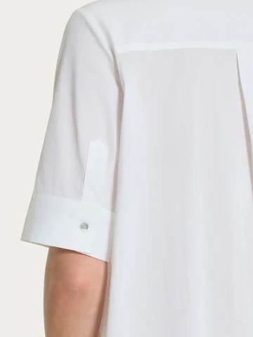 Abito lungo con collo a camicia in Poplin di Cotone DS52D7 BIANCO