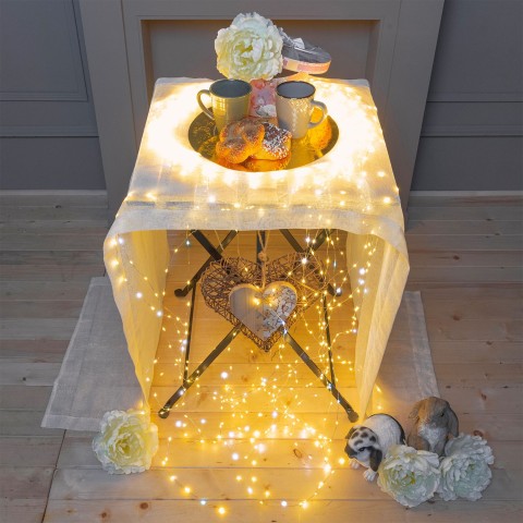 CASCATA LUCI DA 900 MICROLED FLASH BIANCO CALDO E BIANCO FREDDO 74583