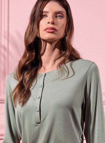 PIGIAMA DONNA COTONE Manica lunga serafino PLU654088 lormar SALVIA