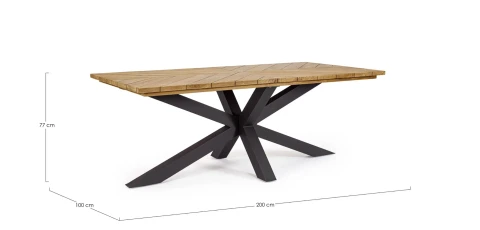 TAVOLO PALMDALE RETT 200X100 CARBON