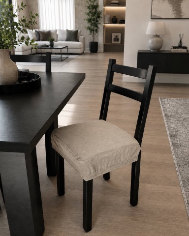 NEW EDGAR SET 2 CUSCINI PER SEDIE QUADRATI CON ELASTICO BEIGE