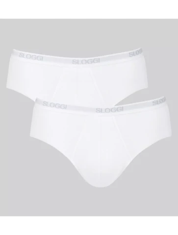 BASIC SLIP MIDI PACCO DOPPIO SLOGGI 10020412 UOMO BIANCO