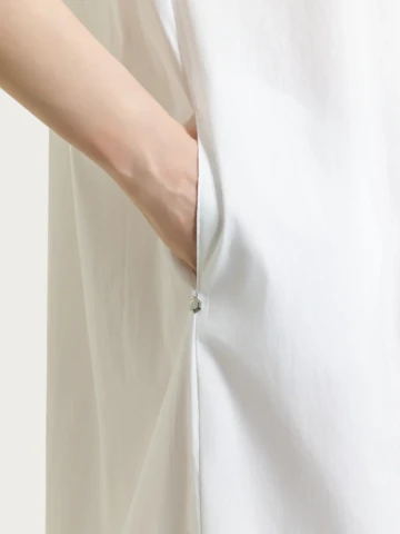 Abito con collo a camicia in Poplin di Cotone DS52DI BIANCO