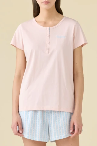 PIGIAMA DONNA COTONE MEZZA MANICA FA009568 PINK/ROSE