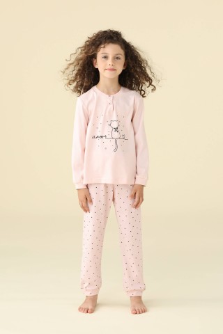PIGIAMA BAMBINA COTONE MANICA LUNGA FE002601 PINK/ROSE