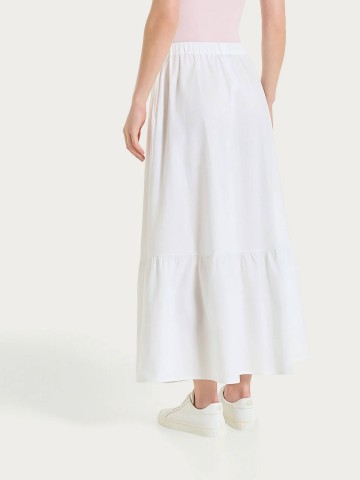 Gonna lunga a balze in Popline di Cotone DS52UG RAGNO BIANCO