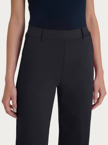 Pantalone dritto con tasche e risvolto in Satin Power DN22PL RAGNO NERO