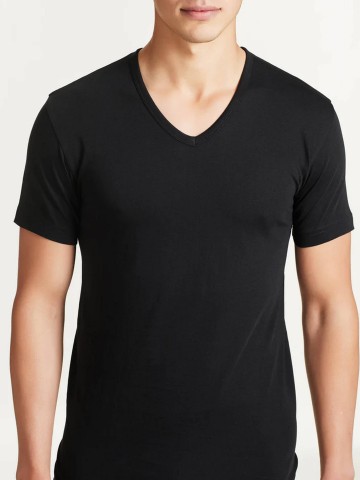 MAGLIA MEZZA MANICA SCOLLO A V PACCO DOPPIO RAGNO 601418 NERO