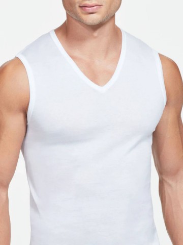 VOGATORE SILKOTTON SMANICATO SCOLLO A V RAGNO 601693 BIANCO