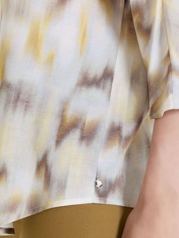 Blusa con manica 3/4 e fantasia in EcoSeta DS86SX RAGNO FANT. KHAKI