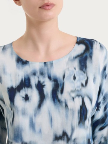 Blusa con manica 3/4 e fantasia in EcoSeta DS86SX RAGNO FANT. OCEANA
