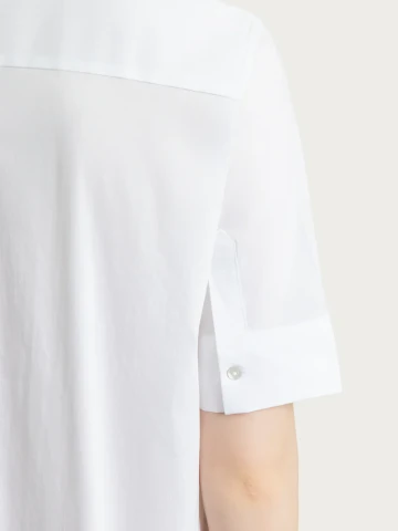 Abito con collo a camicia in Poplin di Cotone DS52DI BIANCO