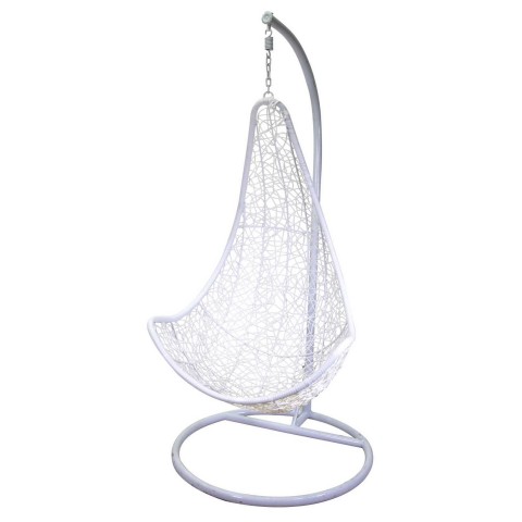 DONDOLO PENSILE RIALTO BIANCO CON SUPPORTO E CUSCINO ARANCIONE CM82x65h124