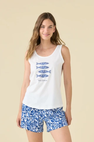 PIGIAMA DONNA COTONE SPALLA LARGA FA009618 NATURAL