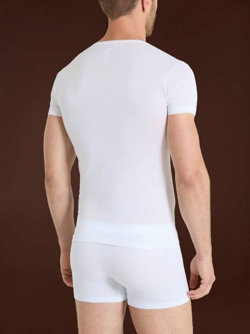 MAGLIA SILKOTTON MEZZA MANICA SCOLLO A V RAGNO 601698 BIANCO