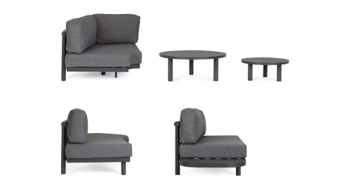 SET SALOTTO ANGOLARE CON CUSCINI HERCULES ANTRACITE