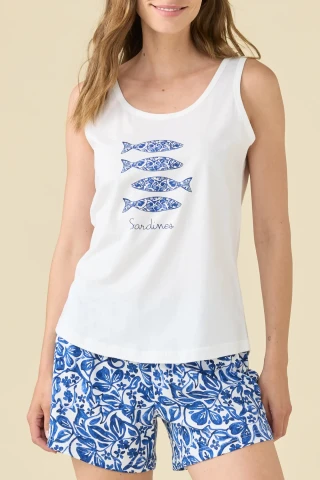 PIGIAMA DONNA COTONE SPALLA LARGA FA009618 NATURAL