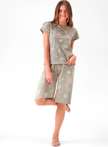 PIGIAMA DONNA COTONE MEZZA MANICA SERAFINO SNS654007 INFIORE VERDE