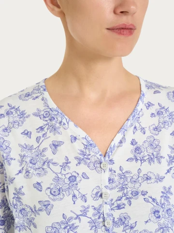 PIGIAMA DONNA Manica lunga SERAFINO DT04NU ragno 010F FANTASIA BIANCO