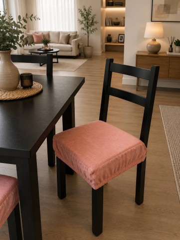NEW EDGAR SET 2 CUSCINI PER SEDIE QUADRATI CON ELASTICO ROSA