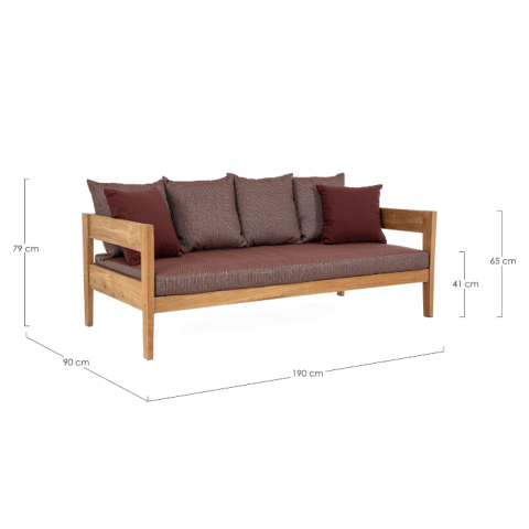DIVANO 3 POSTI CON CUSCINO KOBO WINE - FSC 0806797