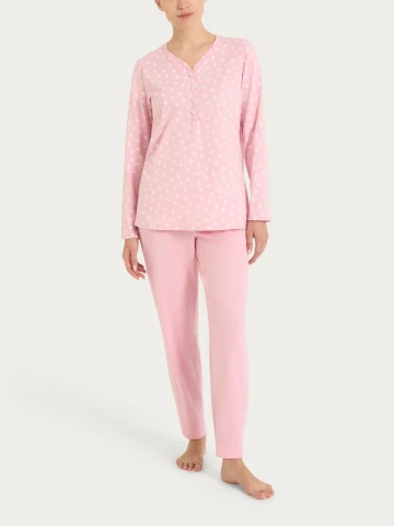 PIGIAMA DONNA Manica lunga SERAFINO DT04NU ragno CAMEO PINK