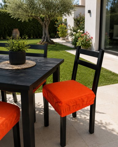 NEW EDGAR SET 2 CUSCINI PER SEDIE QUADRATI CON ELASTICO ARANCIO