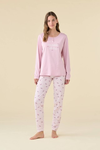 PIGIAMA DONNA COTONE MANICA LUNGA FA009462 NOIDINOTTE GLICINE