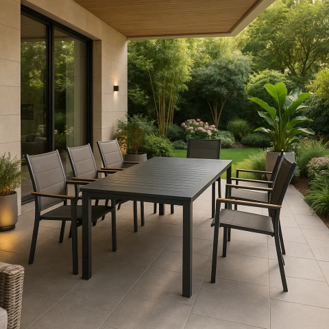 TAVOLO ALLUMINIO MONTEREY ALLUNGABILE ANTRACITE CM150/210X89H75