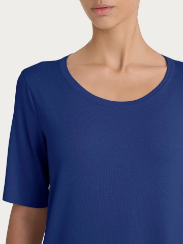 Maglietta girocollo a manica corta in misto viscosa DN12T7 RAGNO BLUEBERRY